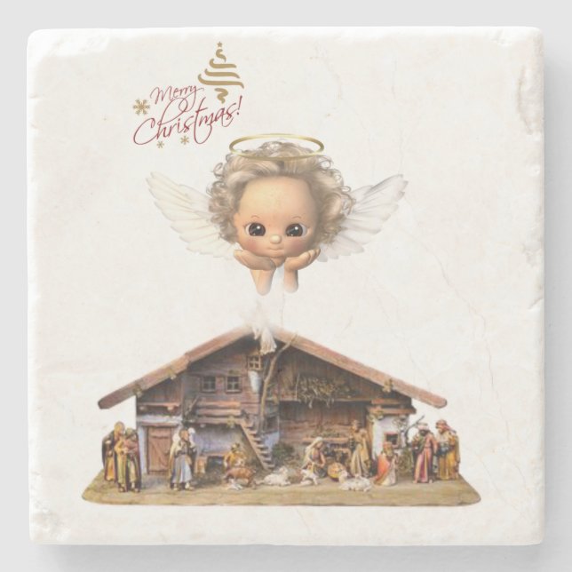 Weihnachts-Marmorstein-Untersetzer, Weihnachtsgel Steinuntersetzer (Vorderseite)