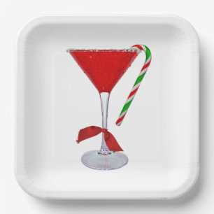 Weihnachts-Martini-Glas mit Bow Pappteller