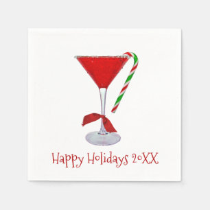 Weihnachts-Martini-Glas mit Bow Serviette