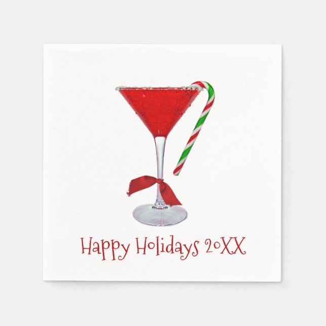Weihnachts-Martini-Glas mit Bow Serviette (Vorderseite)
