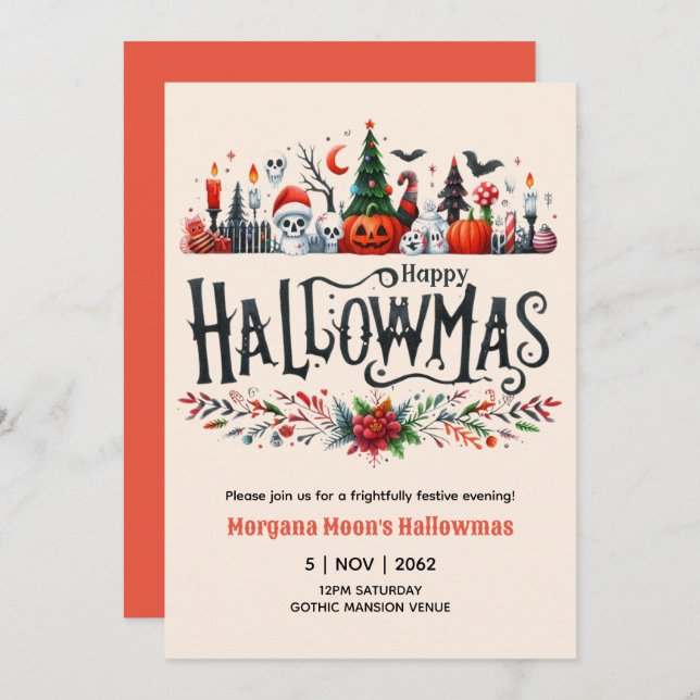 Weihnachts-Mashup zu Weihnachten-Einladungen Einladung (Vorne/Hinten)