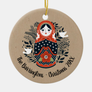 Weihnachts-Matryoshka-Ornament Keramik Ornament