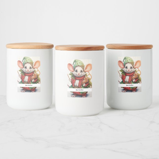 Weihnachts-Maus 46 Ihr Text hier Lebensmitteletikett (Flaschen)