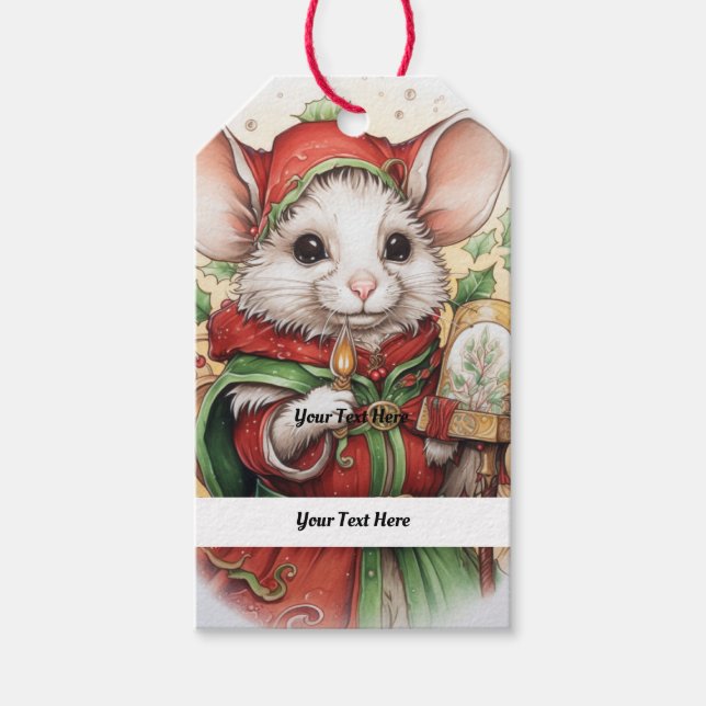 Weihnachts-Maus 48 Ihr Text hier Geschenkanhänger (Vorderseite)