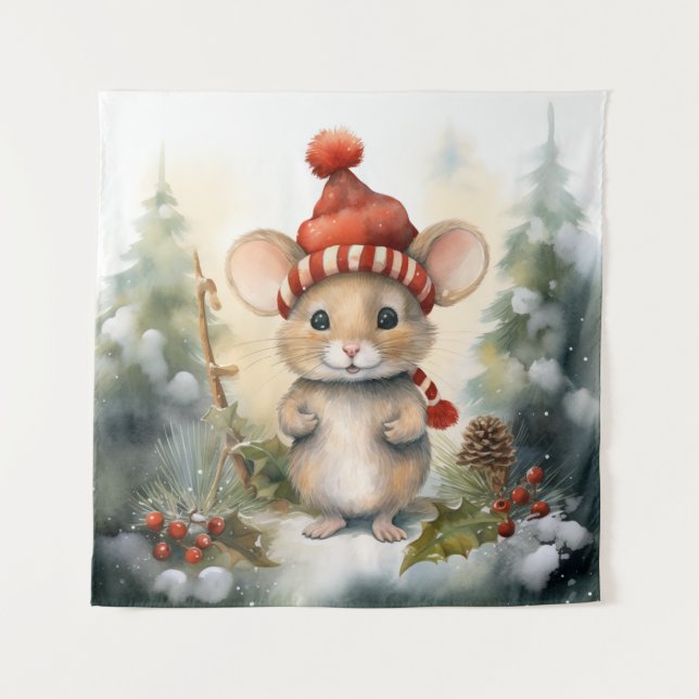 Weihnachts-Maus-Tapestry Wandteppich (Vorderseite)