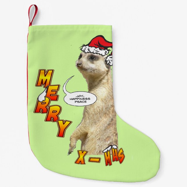 Weihnachts Meerkat Anpassbarer Strumpf Kleiner Weihnachtsstrumpf (Vorderseite)