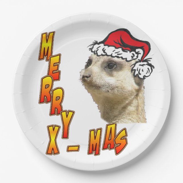 Weihnachts Meerkat Merry Xmas Rundpapier Platte Pappteller (Vorderseite)