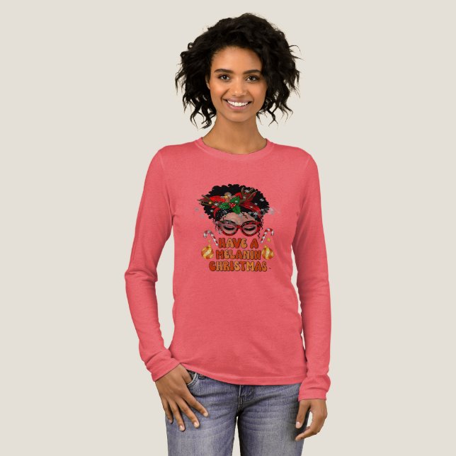 Weihnachts-Melanin-Tag — Langarm-Shirt von MaMuse Tri-Blend Shirt (Volle Vorderseite)