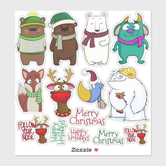 Weihnachts-Menagerie-Aufkleberbogen Aufkleber (Blatt)