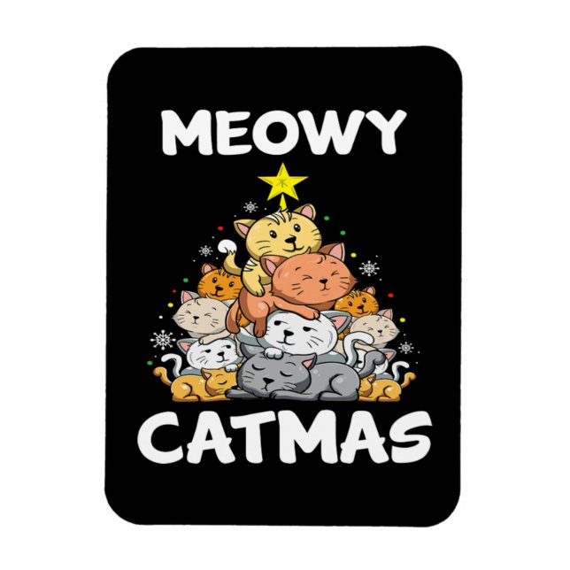 Weihnachts Meowy Catmas Cat Lover Funny Xmas Gesch Magnet (Vertikal)
