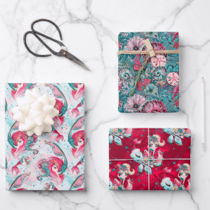 Weihnachts-Mermaid & Freunde Geschenkpapier Set