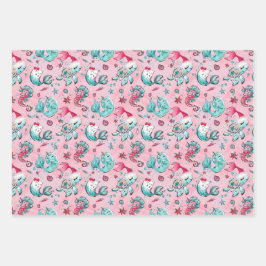 Weihnachts-Mermaid & Freunde Geschenkpapier Set