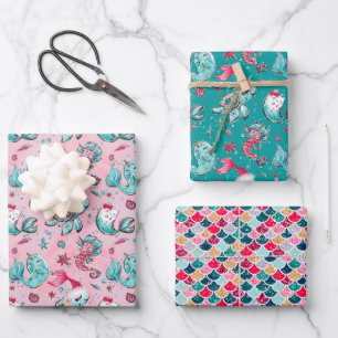 Weihnachts-Mermaid & Freunde Geschenkpapier Set