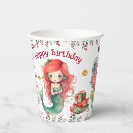 Weihnachts-Mermaid Geburtstagspapiere Cups Pappbecher