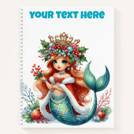 Weihnachts-Mermaid-SpiralNotebook - bearbeitbarer Notizbuch
