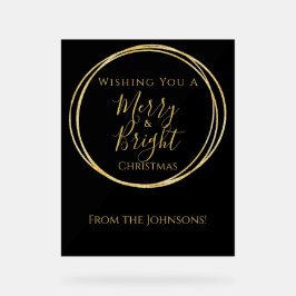 Weihnachts-Merry-Bright Black Gold Party Acrylschild