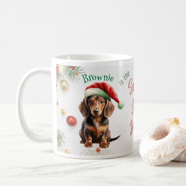 Weihnachts-Mini-Dackel Kaffeetasse (Mit Donut)