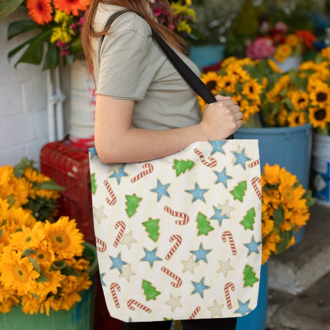Weihnachts-Minimal Candy Cane Cookies (Christmas cookies whimsical pattern tote bag)
