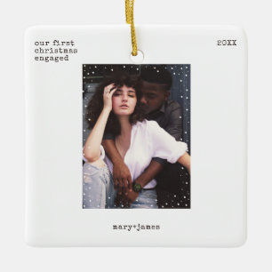 Weihnachts-Minimal-Schrift-Foto Keramikornament