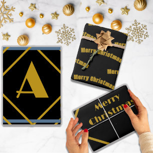 Weihnachts-Minimalistische Monogramm in Rahmen nac Geschenkpapier Set
