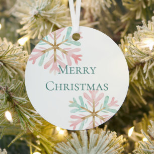 Weihnachts-Minze Schneeflocken auf Weiß Ornament Aus Metall