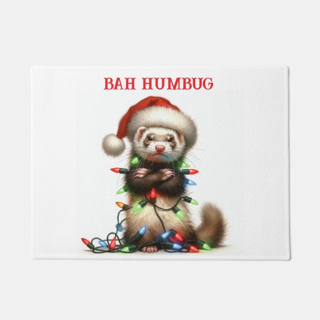 Weihnachts-Mischief-Ferret verwirrt Fußmatte (Vorderseite)