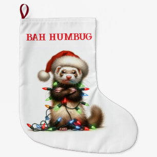 Weihnachts-Mischief-Ferret verwirrt Großer Weihnachtsstrumpf