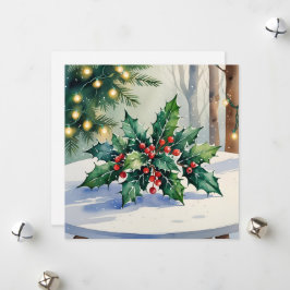 Weihnachts Mistletoe Happy Holidays Wasserfarbenka Feiertagskarte