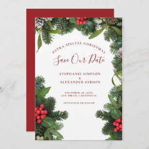 Weihnachts-Mistletoe Hochzeit Speichern Sie die Da Save The Date