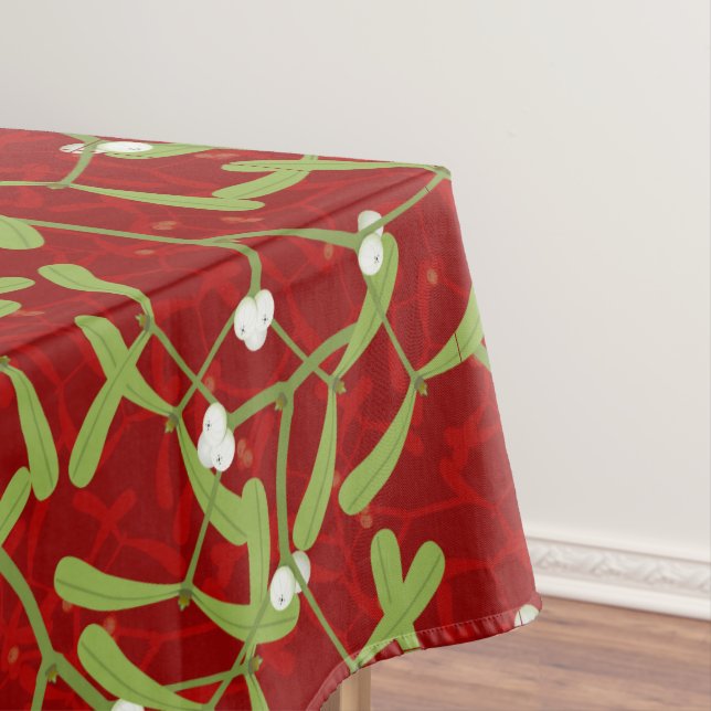 Weihnachts Mistletoe Roter Tisch Tuch Tischdecke (Beispiel)
