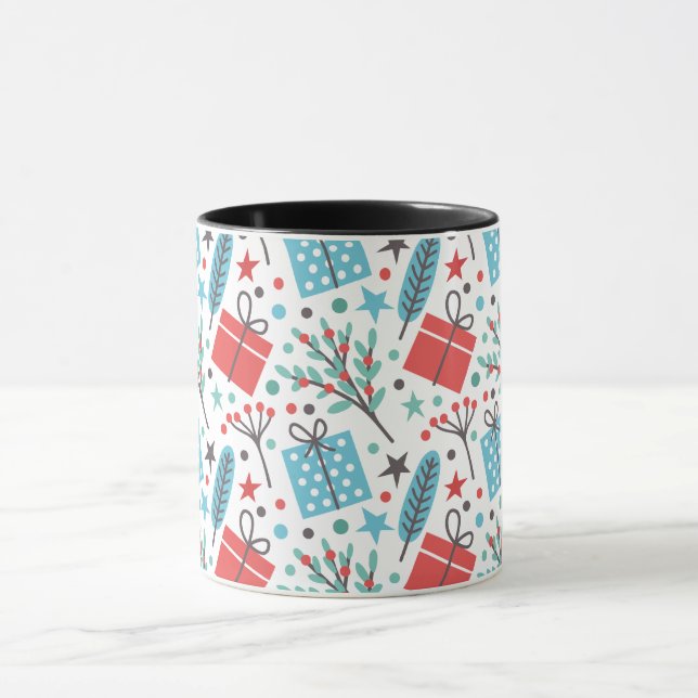 Weihnachts-Mistletoe und Geschenkmuster Tasse (Zentrum)