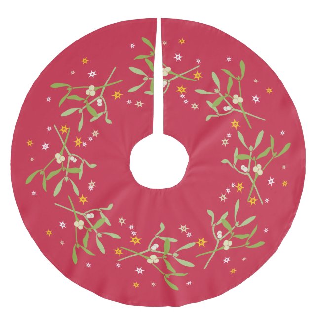 Weihnachts-Mistleton Rot-Grün-Weihnachtsbaumrock Polyester Weihnachtsbaumdecke (Vorderseite)