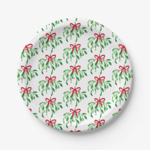 Weihnachts Mistletowo Pattern Feiertage Party Pappteller