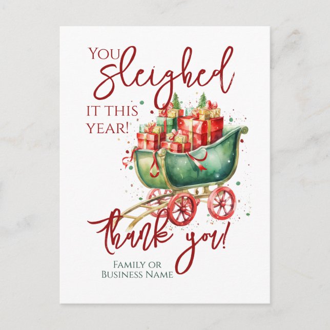 Weihnachts-Mitarbeiterteam Vielen Dank Feiertagspostkarte (Vorderseite)