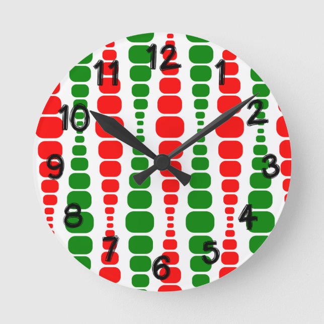 Weihnachts-Moderne Rechtecke  Runde Wanduhr (Vorderseite)