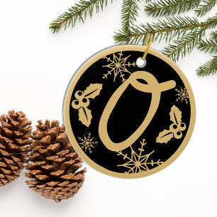 Weihnachts Monogram Letter O Gold Black Keramik Ornament