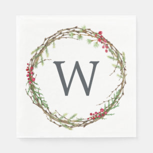 Weihnachts Monogram Winter Greenerity Wreath Berri Serviette
