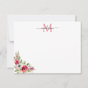 Weihnachts-Monogramm des Weihnachtsfests in Rosa Mitteilungskarte