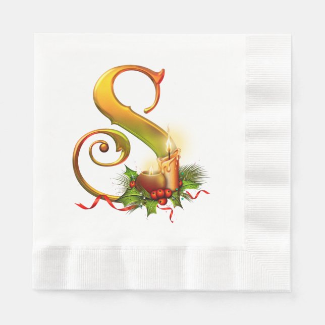 Weihnachts Monogramm Erste S Paper Napkin Serviette (Vorderseite)