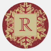 Weihnachts-Monogramm-Glitzer Snowflake Red Gold
