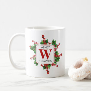 Weihnachts-Monogramm Rot & Grün Kaffeetasse