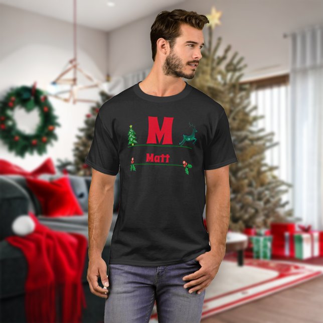 Weihnachts-Monogramm und Name T-Shirt (Von Creator hochgeladen)
