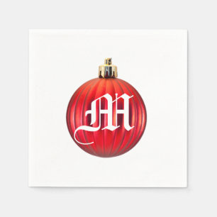 Weihnachts Monogramm Vorlage Roter Feiertag Orname Serviette