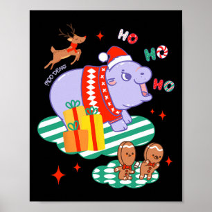 Weihnachts-Moo-Deng-Gingerbread-Mann-Süße-Kinder-M Poster