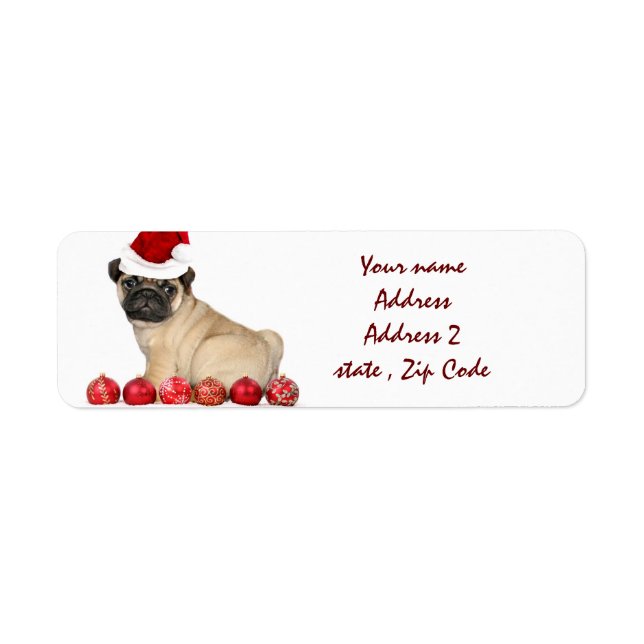 Weihnachts-Mops-Adressetiketten (Vorne)