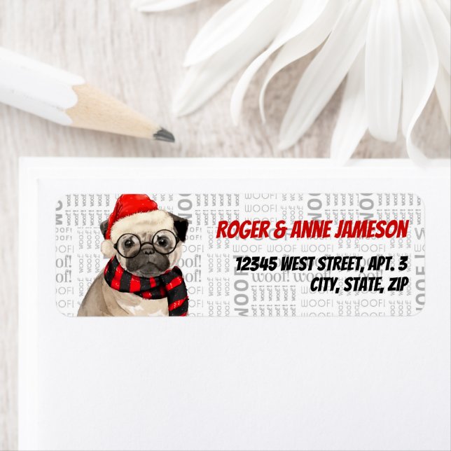 Weihnachts-Mops Dog Lover Adresse (Insitu)