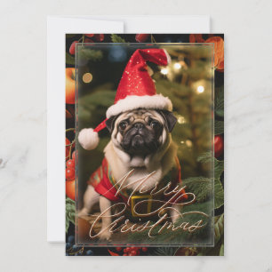 Weihnachts-Mops Elf Feiertagskarte