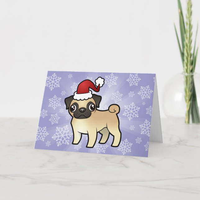 Weihnachts-Mops Feiertagskarte (Vorderseite)