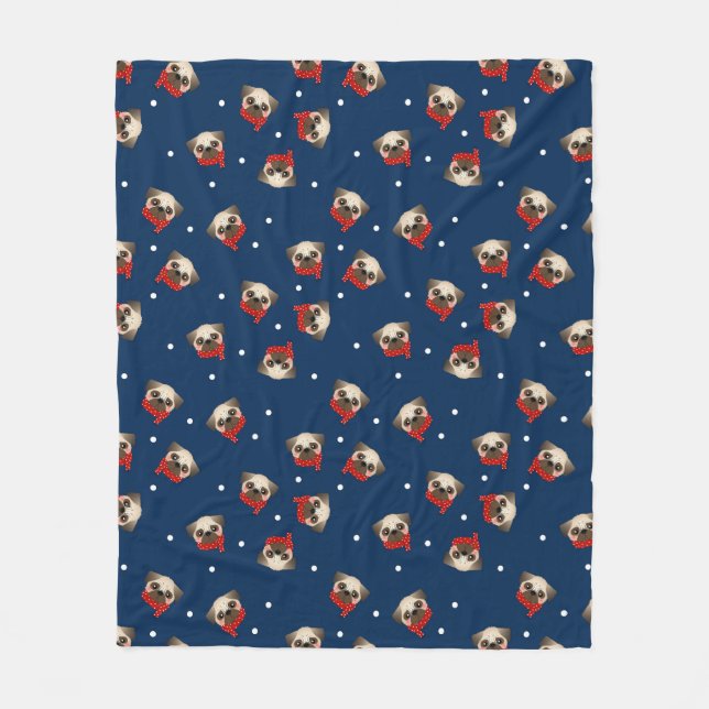 Weihnachts-Mops Fleece Blanket (Vorderseite)