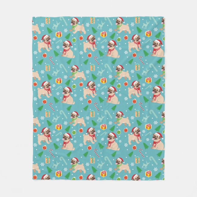 Weihnachts-Mops Fleece Blanket (Vorderseite)